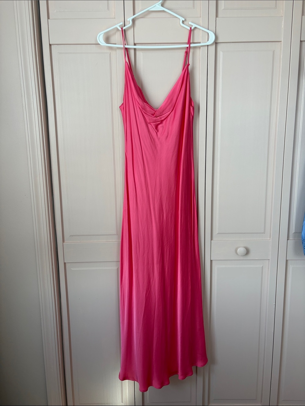 Zara Fuchsia Cowl-Neck Slip Dress with Spaghetti Straps